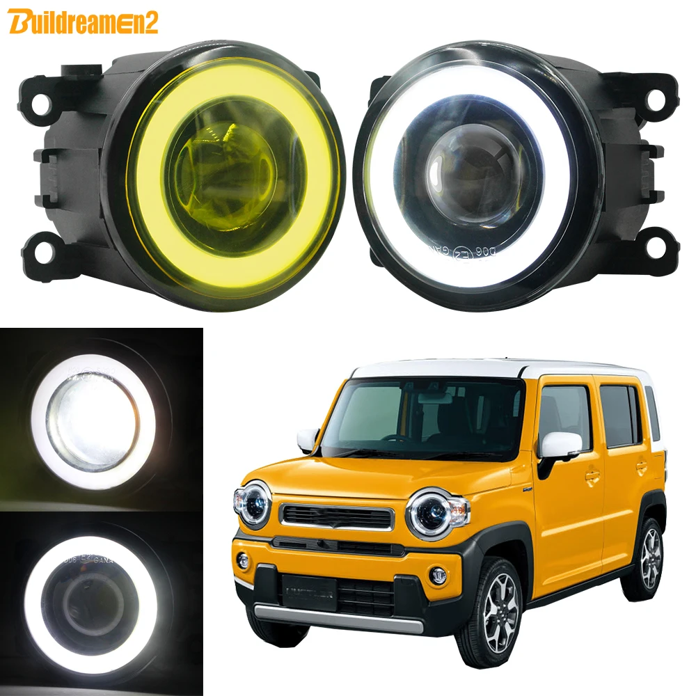 2 Pcs 30W 3000LM Car Front Angel Eye Fog Light LED COB Fog Daytime Running Lamp DRL H11 For Suzuki Hustler MR31S MR41S 2014-2020