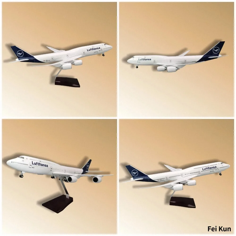 B747 Lufthansa Airlines 47cm Die-Cast Resin Materials 1/150 Scale Model With wheels and landing gear for Display or as a Gif