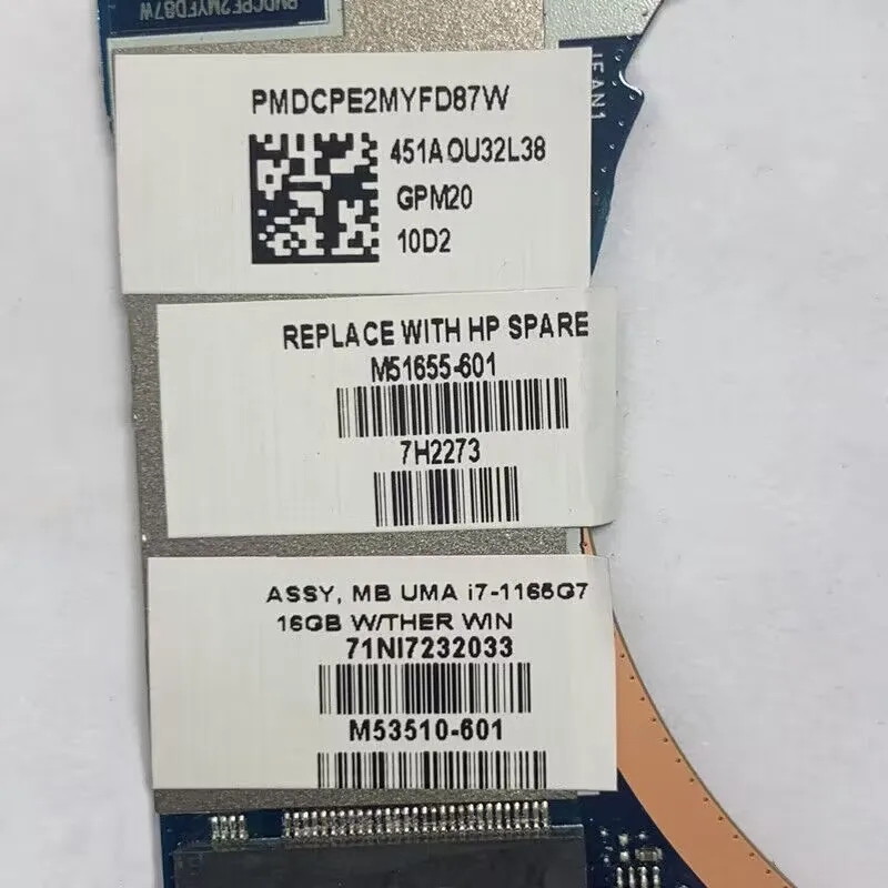 M51655-001 M51655-501 M51655-601 M53510-601 Para HP EIite X2 G8 Laptop Placa-mãe Com SRK02 I7-1165G7 CPU LA-K711P 100% Testado