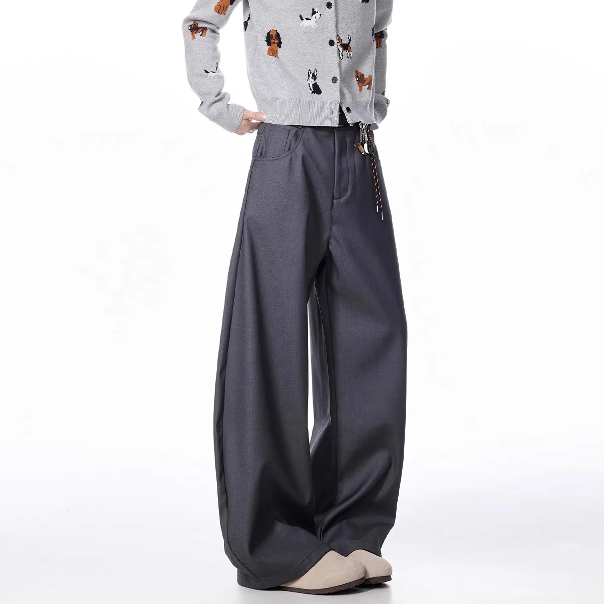 

Американские повседневные брюки с высокой талией, плиссированные, с широкими штанинами, унисекс, свободные, драпирующиеся, прямого кроя, для отдыха