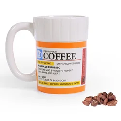 Creative Ceramic Coffee cup Medicine Bottle Mug Breakfast Milk Pot Office Tea Set espresso cups Gift for Friends Families