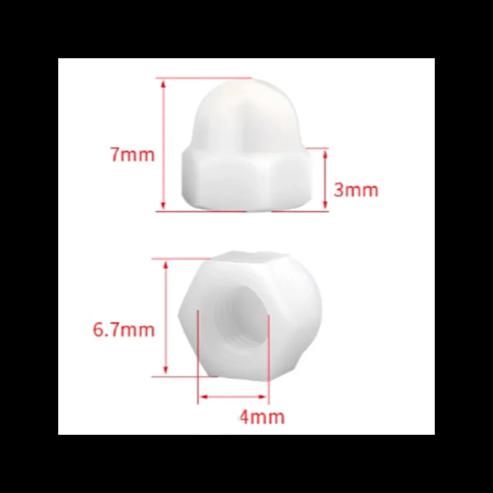 10–50 Stück schwarz-weiße Kuppel-Schutzkappenschraubenabdeckungen, freiliegender Sechskant-Kunststoff-PE-Mutter, Bolzen M3, M4, M5, M6, M8, M10, M12, M14, M16, M18 M2
