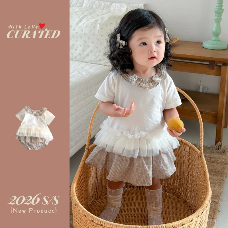 

Girls' Summer Korean-Style Children's Clothing, Toddler Clothes, Girls' All-Cotton OutfitsAShort-sleeve styleTTwo-piece children