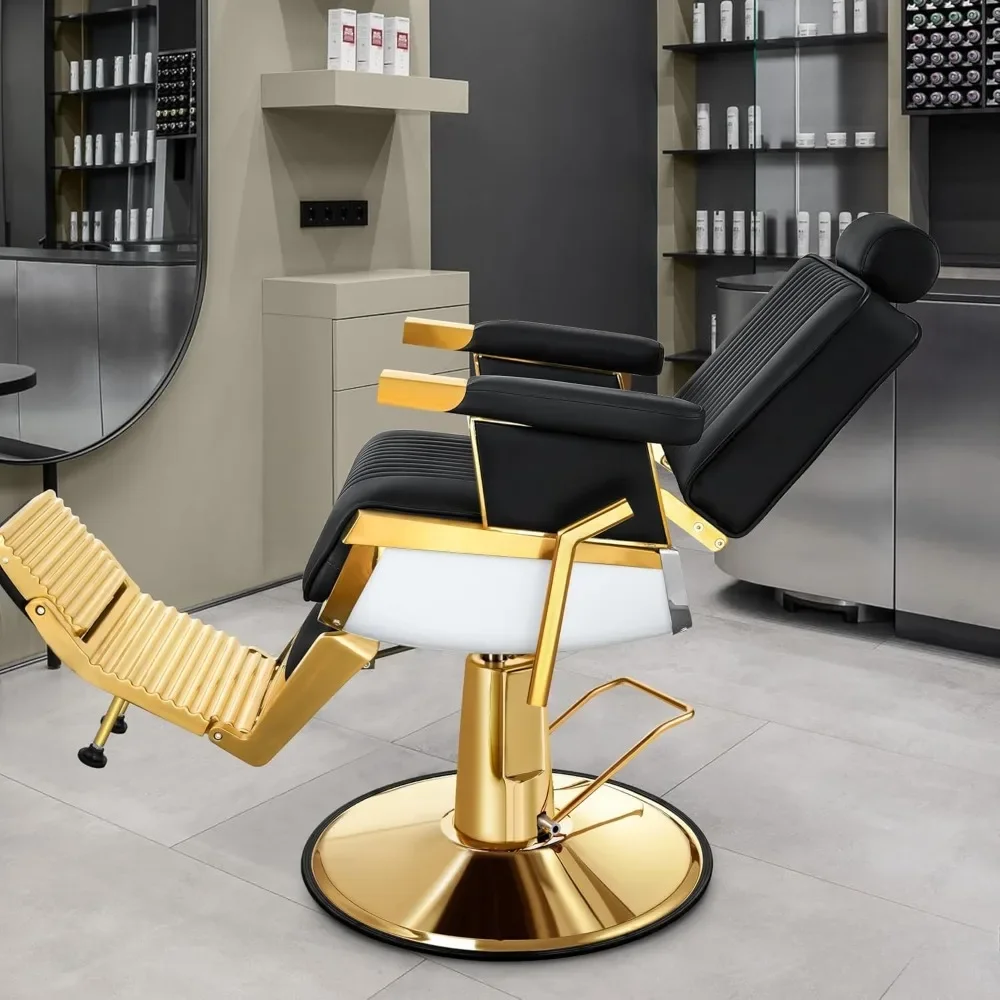 

Salon Chair with Adjustable Backrest & Lumbar Support, Hair Barber Chairs with Durable Steel Frame, Salon Chair