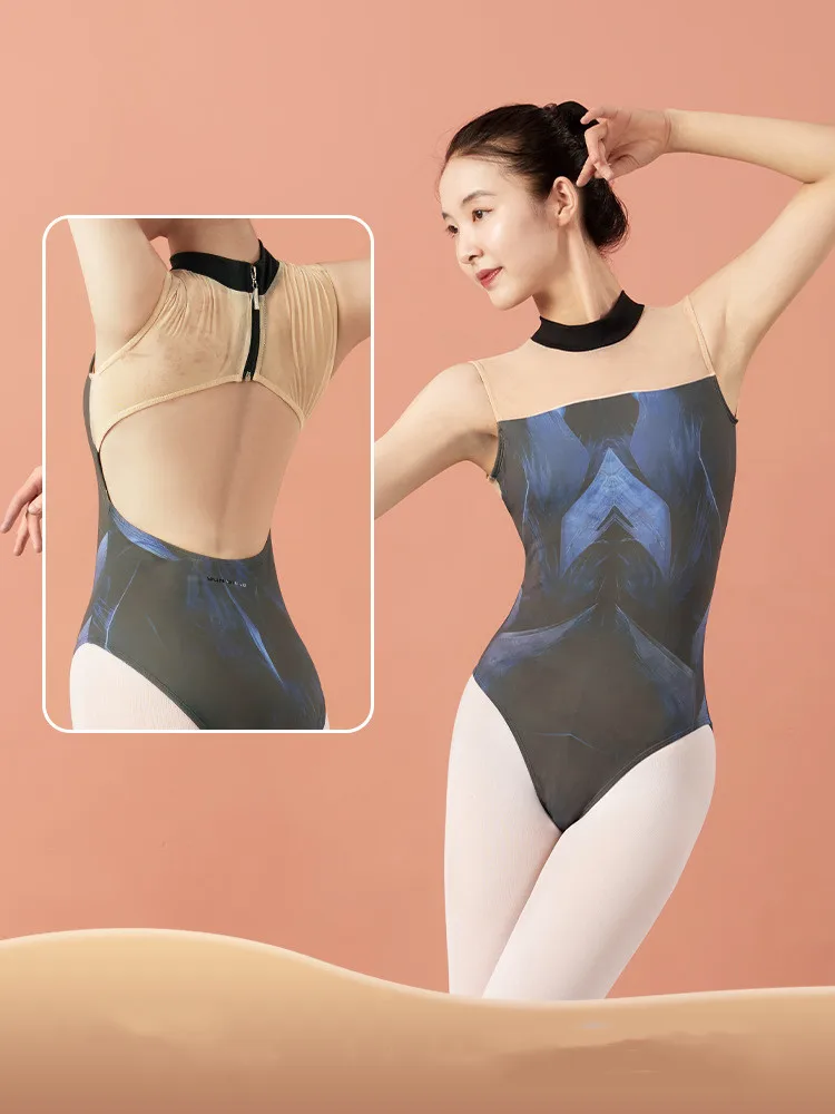 

New Personalized Adult Ballet Leotard Mesh Splicing Training Dress For Girls Stand Collar Gymnastic Swimsuit Costumes For Women