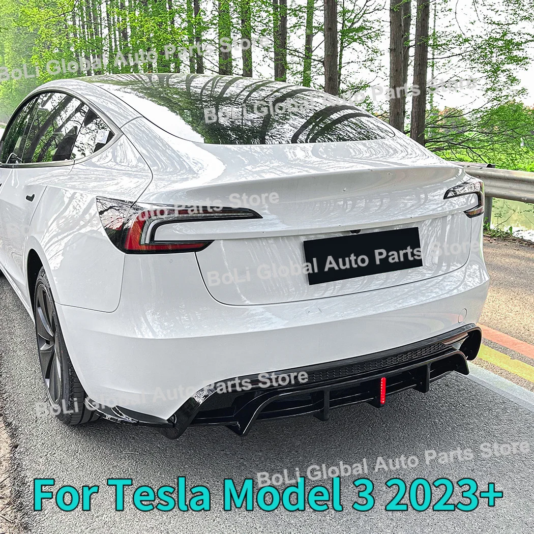 Rear Bumper Diffuser Protector Spoiler Lip Side Splitters For Tesla Model 3 2023+ Decoration Modified Accessories