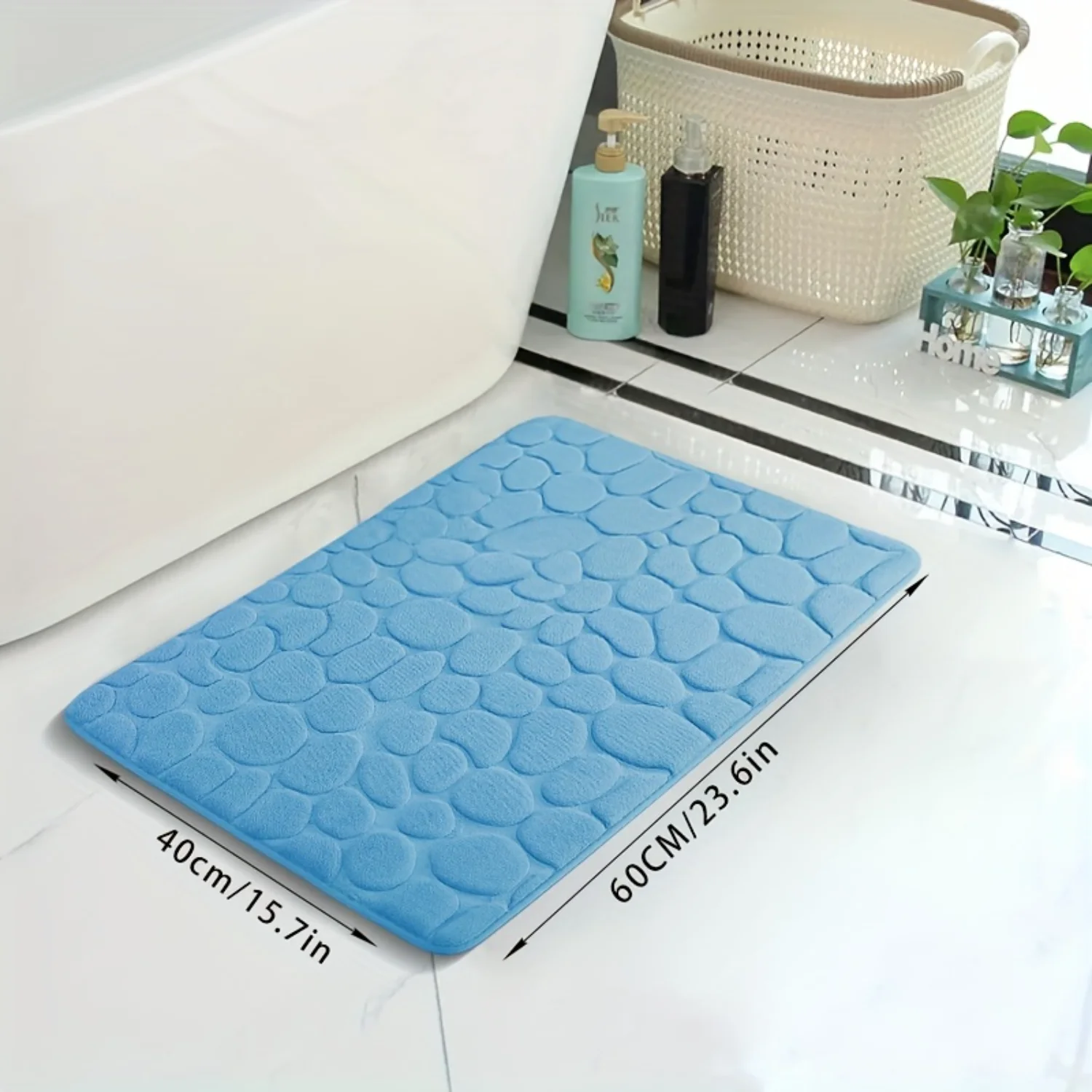 1pc Soft and Non-Slip Memory Foam Bath Rug - Quick Drying Machine Washable Shower Carpet for  and Bathroom - Comfortable Bathroo