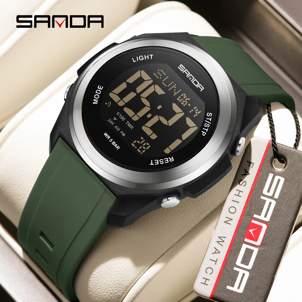 SANDA 2199 Multi functional Waterproof Colorful LED Men's Electronic Watch 2026 New Student Digital Electronic Watch Sports