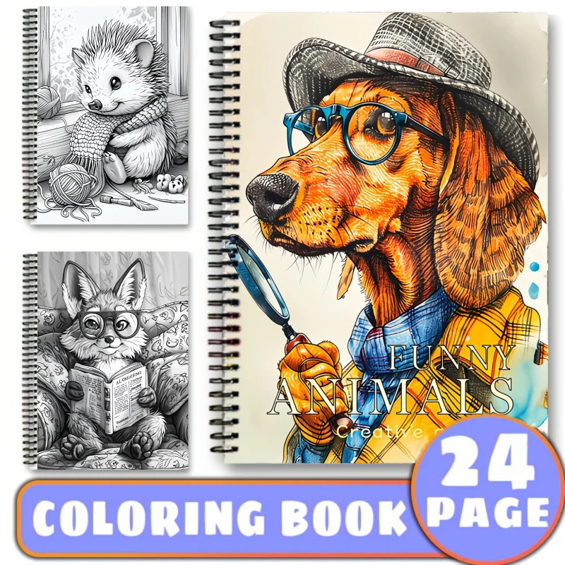 Cross-border new arrival: hot-selling a4 funny animal coloring book - spiral bound adult coloring & doodling book
