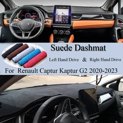 For Renault Captur Kaptur G2 2020 2021 2022 2023 Suede Leather Dashmat Dash Mat Cover Dashboard Pad Sunshade Carpet Accessories