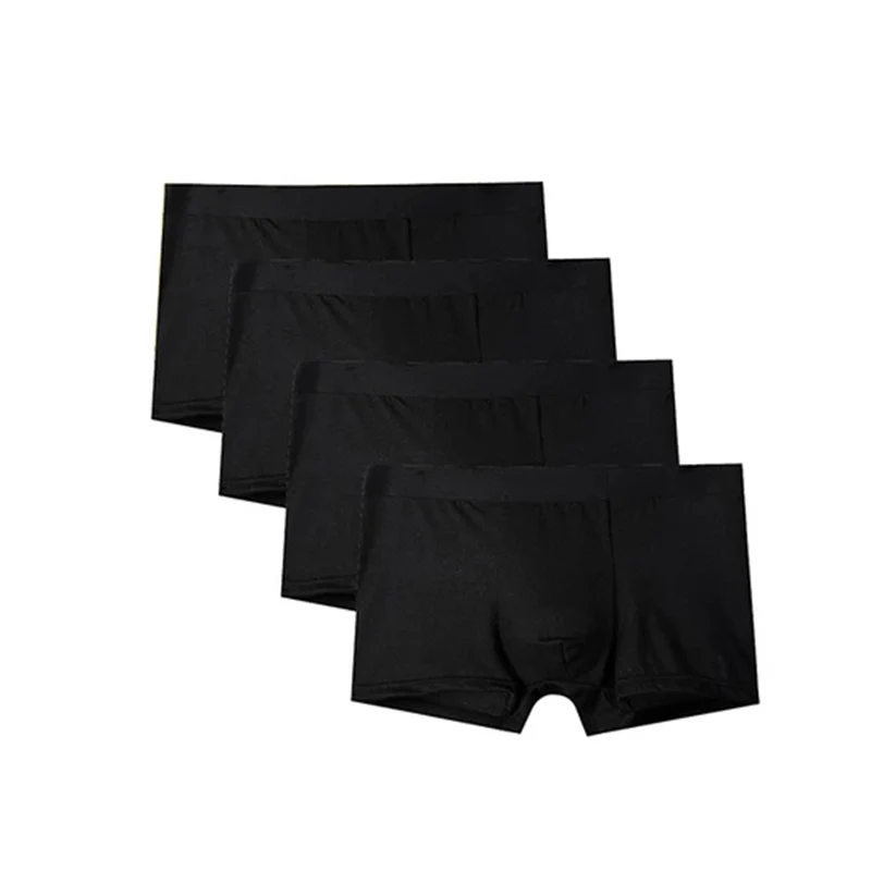 4Pcs Men Boxer Black Mens Panties Underwears Breathable Sexy Male Boxer Solid Underpants Comfortable Underwear Men\'s Boxers