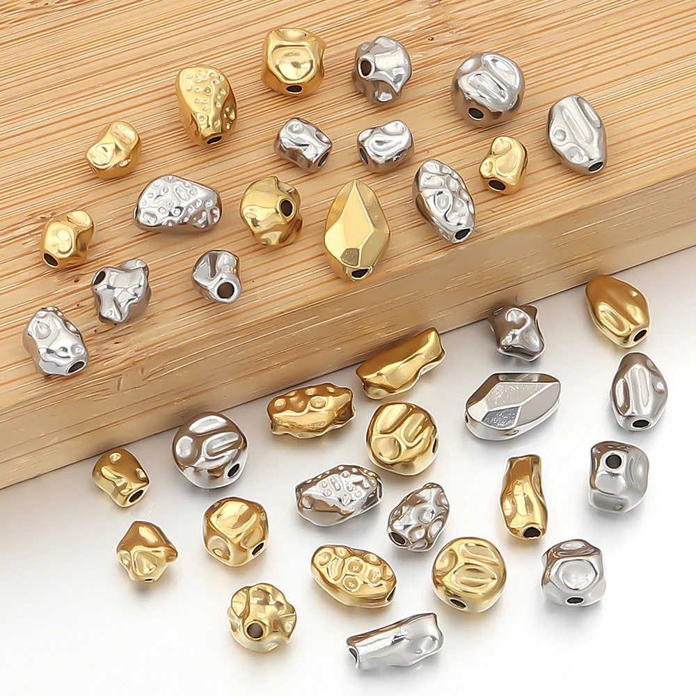 5/10pcs Stainless Steel Beads Meteorite Shape Loose Spacer Beads For DIY Jewelry Making Bracelet Necklace Accessories  ﻿