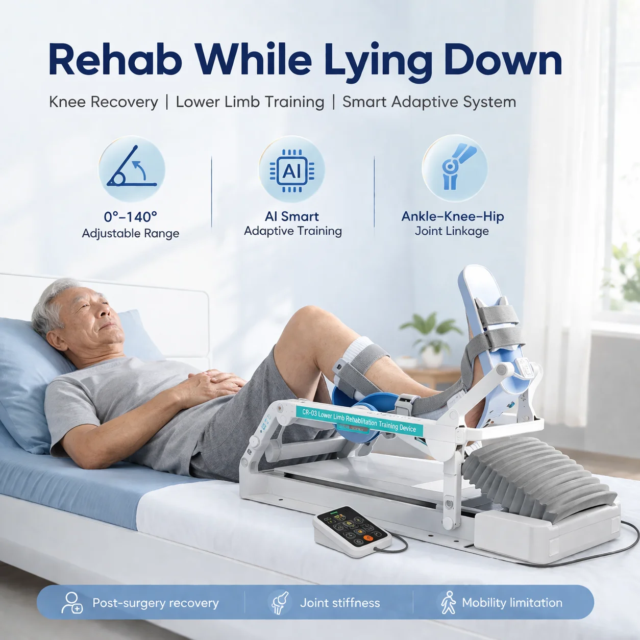 Electric Knee Joint Rehabilitation Machine Home Use Lower Limb Fracture Recovery Leg Exerciser Physical Therapy Device Sprains