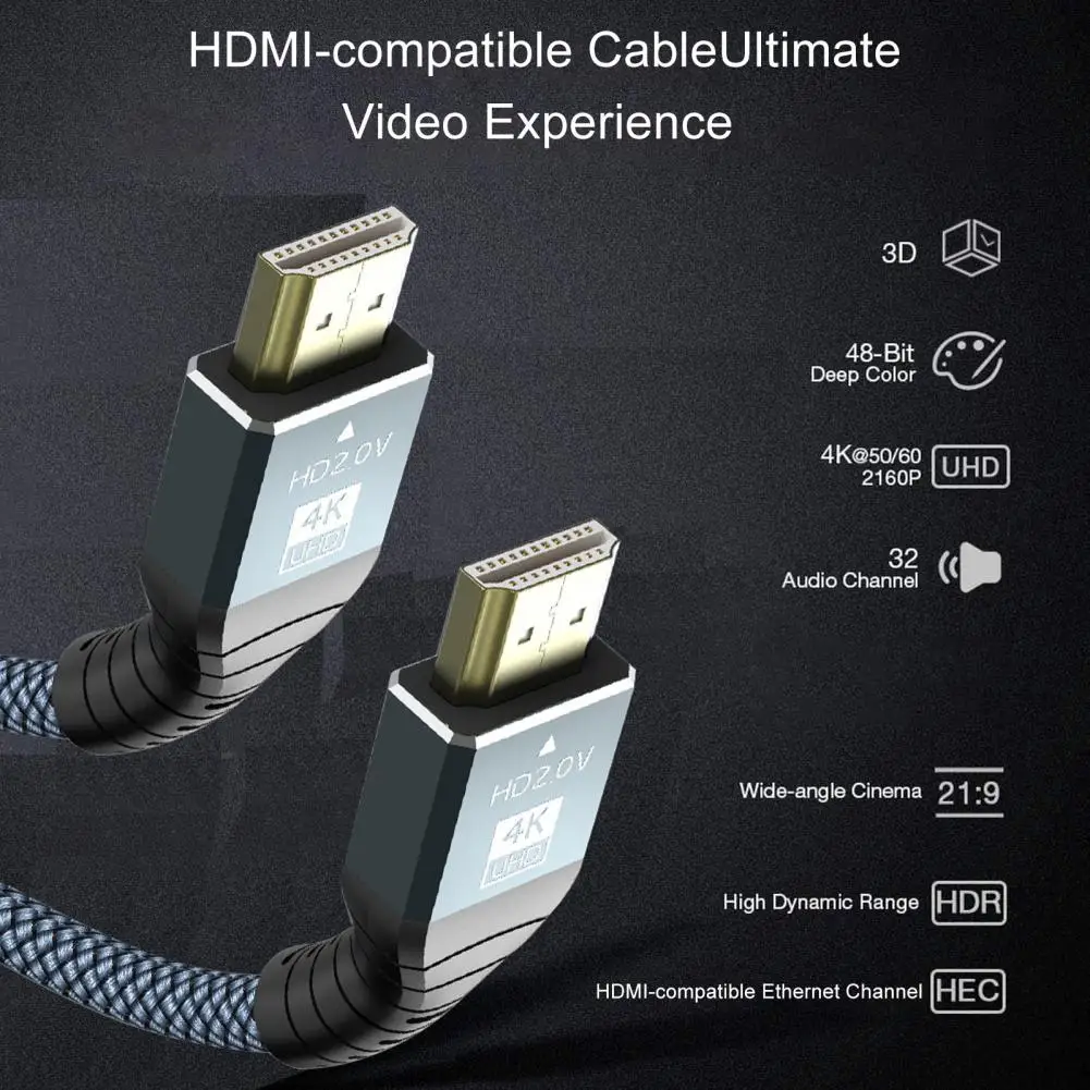 Video Adapter Cable Supporting 8K@60Hz High Clarity TV Display Projector Aluminum Alloy Braided Cord Computer Accessories