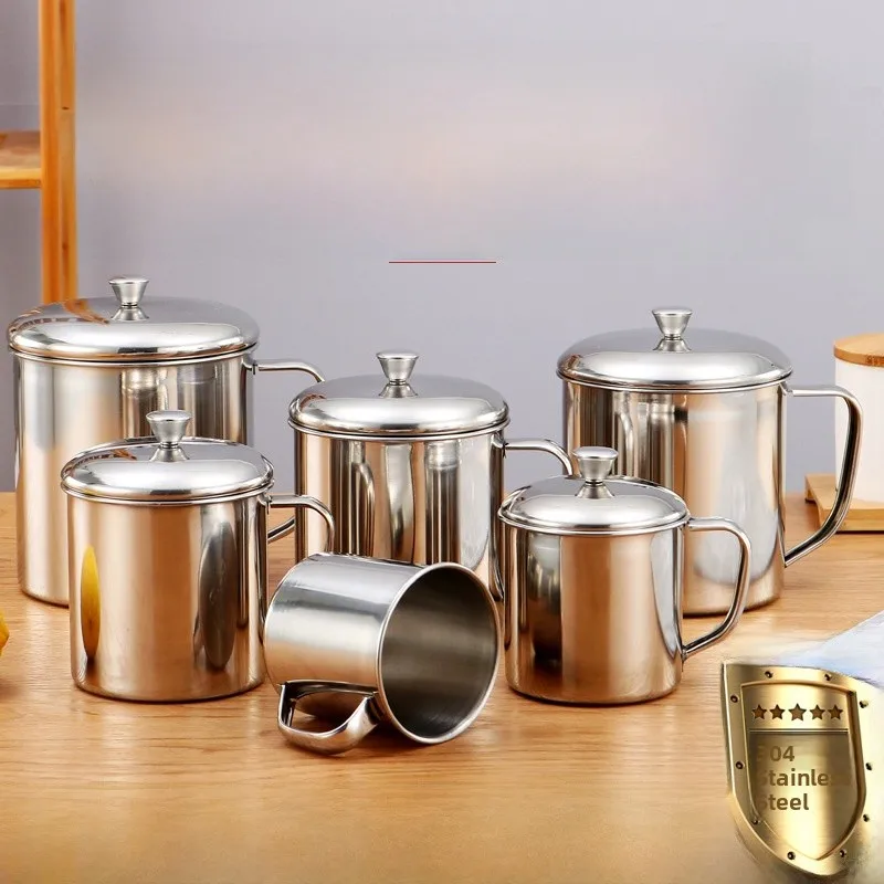 304 Stainless Steel Water Cup with Lid Tea Cup for Home Kindergarten School Handle Cup Custom Engraving Heat Resistant