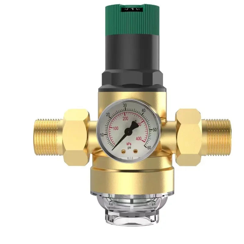 1pcs Adjustable Water Pressure Reducing Valve with Pressure Gauge Water Pressure Regulator Valve DN15/DN20