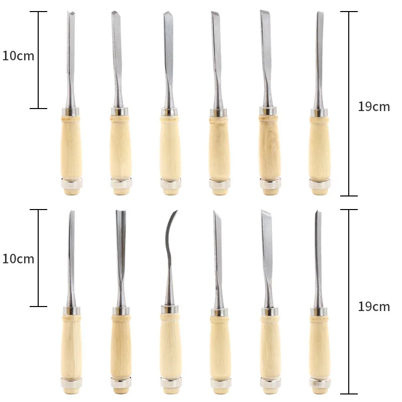 Wood Carving Chisel Set 12 Pcs Wood Handle Carpenter Chisels Gouges Woodworking Sculpting Tools with Wooden Storage Box