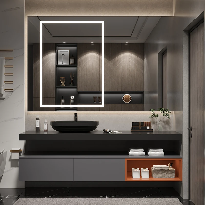 Bathroom Cabinet Combination, Bathroom Sink, Solid Wood Washbasin, Intelligent Mirror on Basin, Modern and Minimalist New