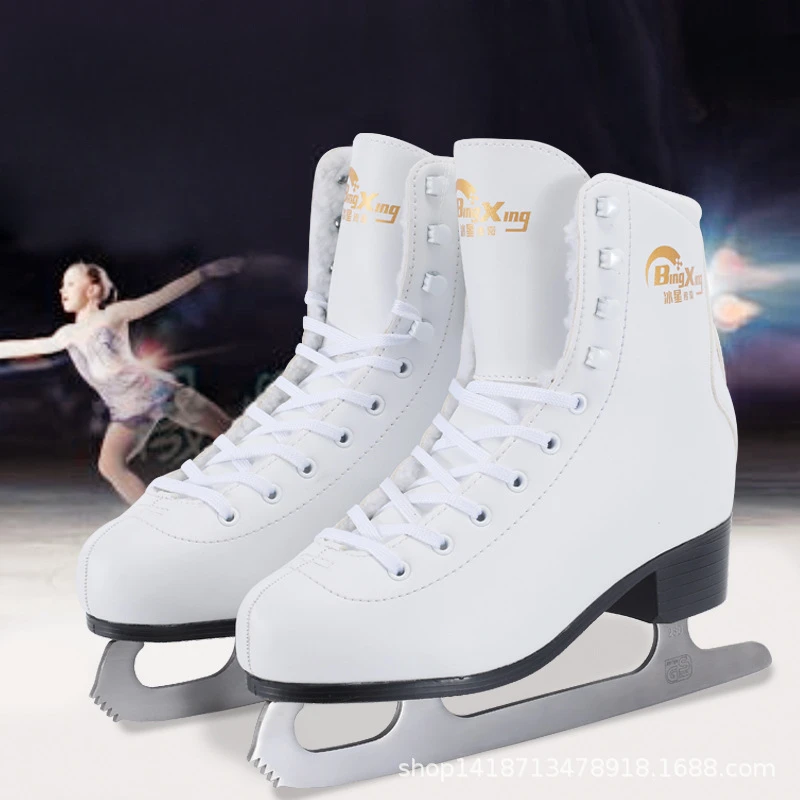 Children's Figure Skating Shoes Beginners Plush Warmth Adult Shock Absorption Lightweight Comfort