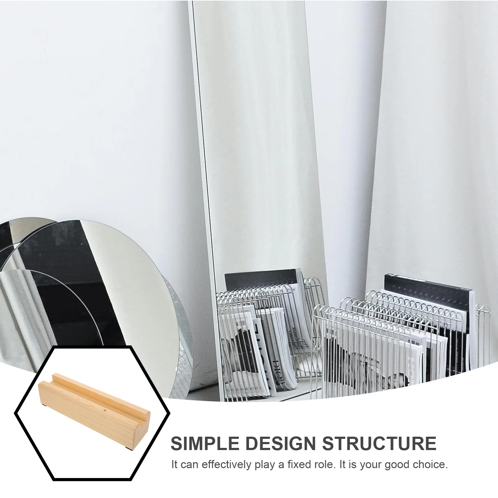 

Solid Wood Mirror Base Stand for Large Mirrors Picture Frames Sturdy Anti Slip Minimalist Home Decor Floor Easel Support Bracket