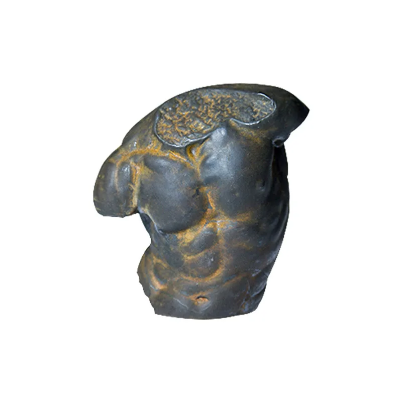 Handmade small cast iron sculpture of European artistic figures of ancient Greek male torso