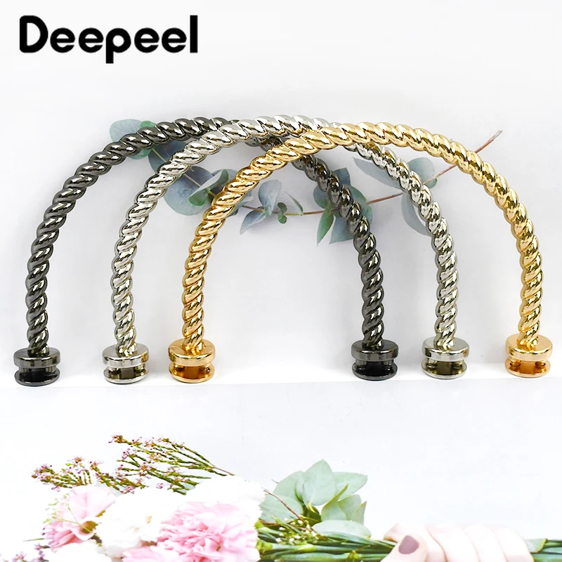 1-5Pcs Deepeel Metal Bag Handles DIY Handbags Shoulder Bags Purse Hardware Accessories Purses Frame Round Hanging Buckle