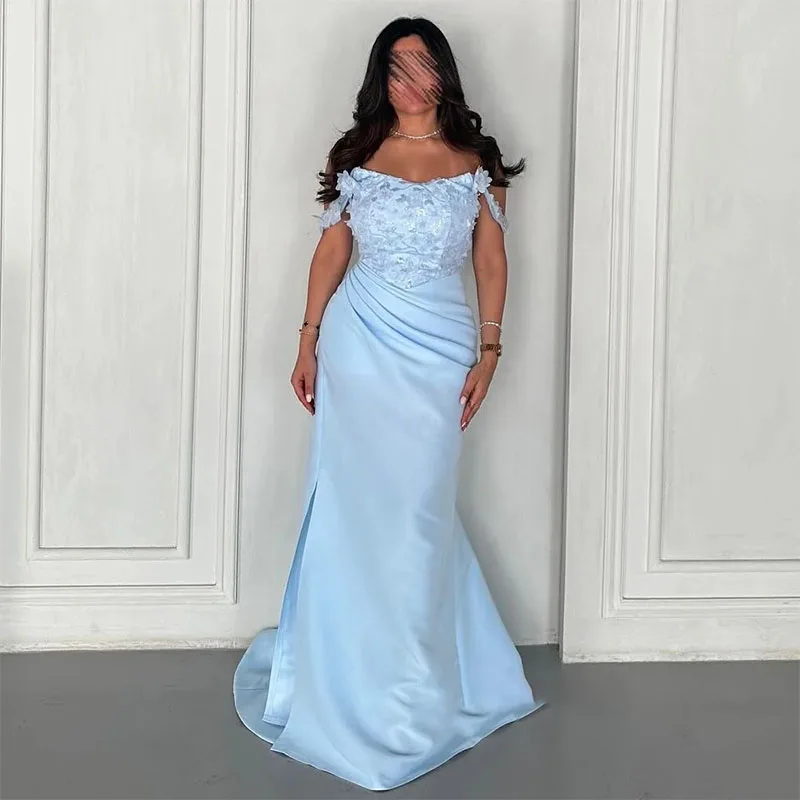 Exquisito vestido de noche de sirena con hombros descubiertos, longitud hasta el suelo, estilo moderno, vestidos de noche formales, vestido de fiesta de graduación personalizado