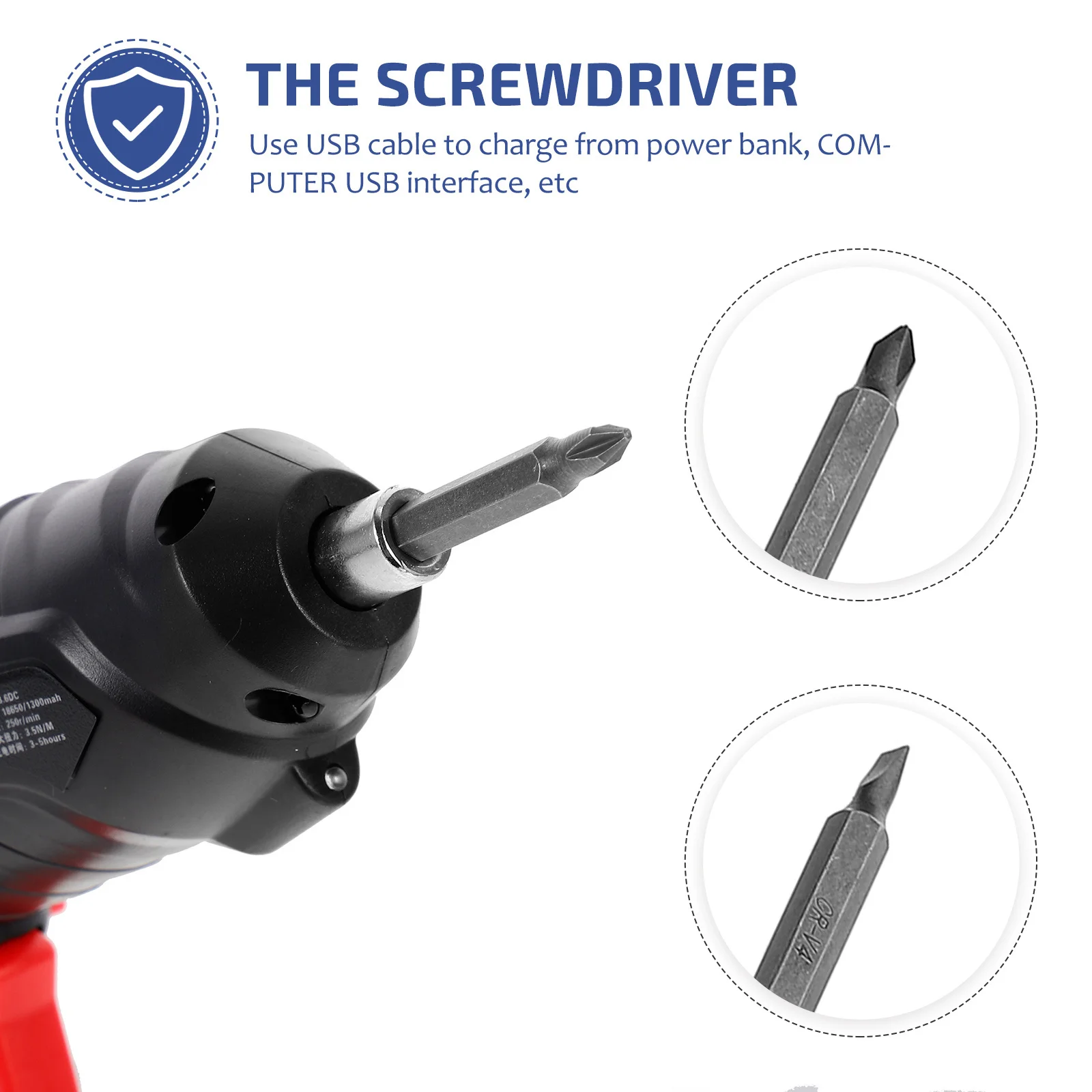 

1Set Electric Screwdriver Kit Rechargeable Cordless Mini Drill USB Charge Household Repair Tool LED Light Compact Portable