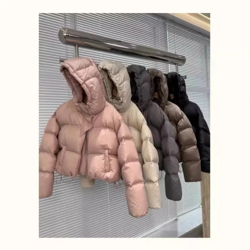 

FL Fashion Women White Duck Down Jacket with Hood Autumn Winter Warm Over Size Casual Short Thick Outwear Female Coat 2026 New