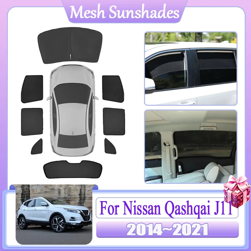 Heat insulation For Nissan Qashqai J11 Rogue Sport 2014~2021 Car Mesh Sun Shade Magnetic Sunshade Window Anti-UV Accessories
