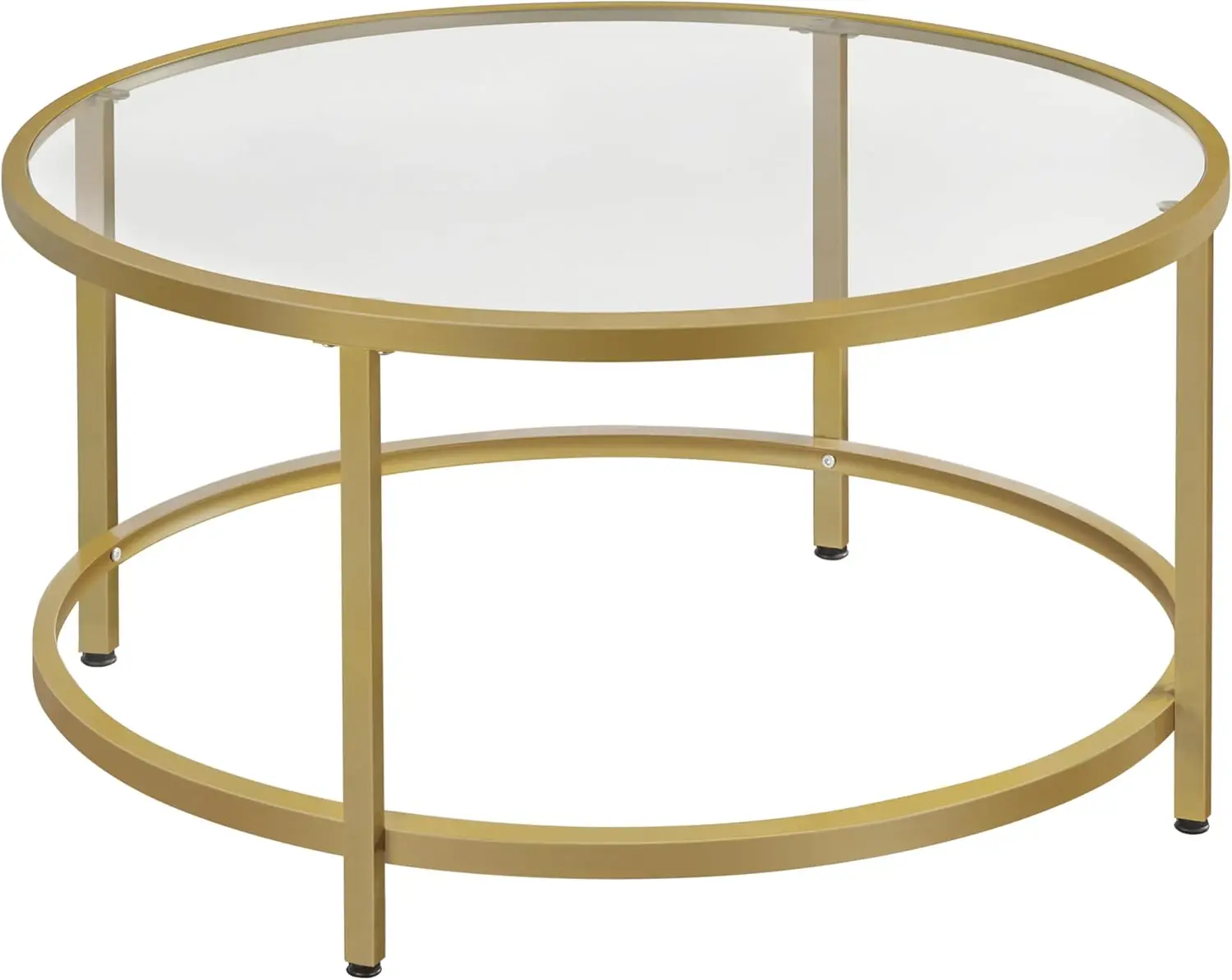 

36" Round Glass Coffee Table with Metal Frame for Living Room, Office, Apartment