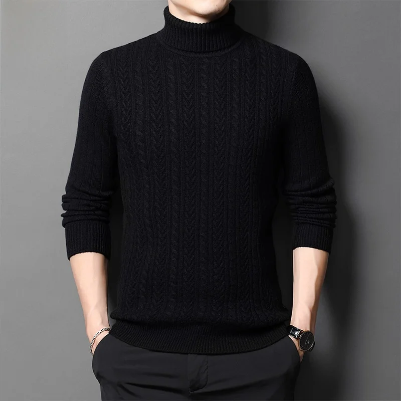 

Thiened High Collar Sweater Men's Woolen Knitwear Winter Base Layer Warm Casual Sle Full Sve Long Ne Sweater