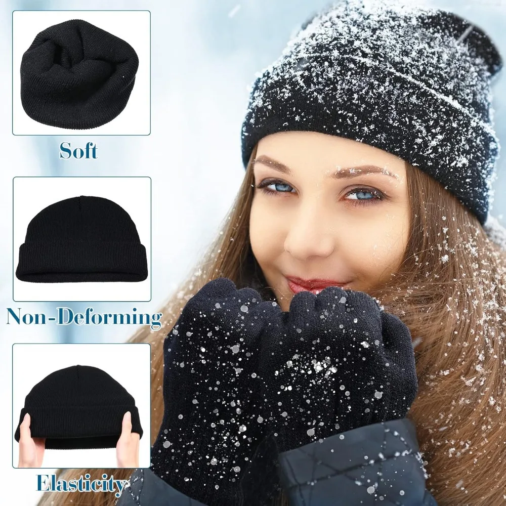 مجموعة قبعات شتوية للجنسين وقفازات تعمل باللمس، 56 قطعة هدية دافئة للرجال والنساء، شاشة لمس مثالية متوافقة مع W #3