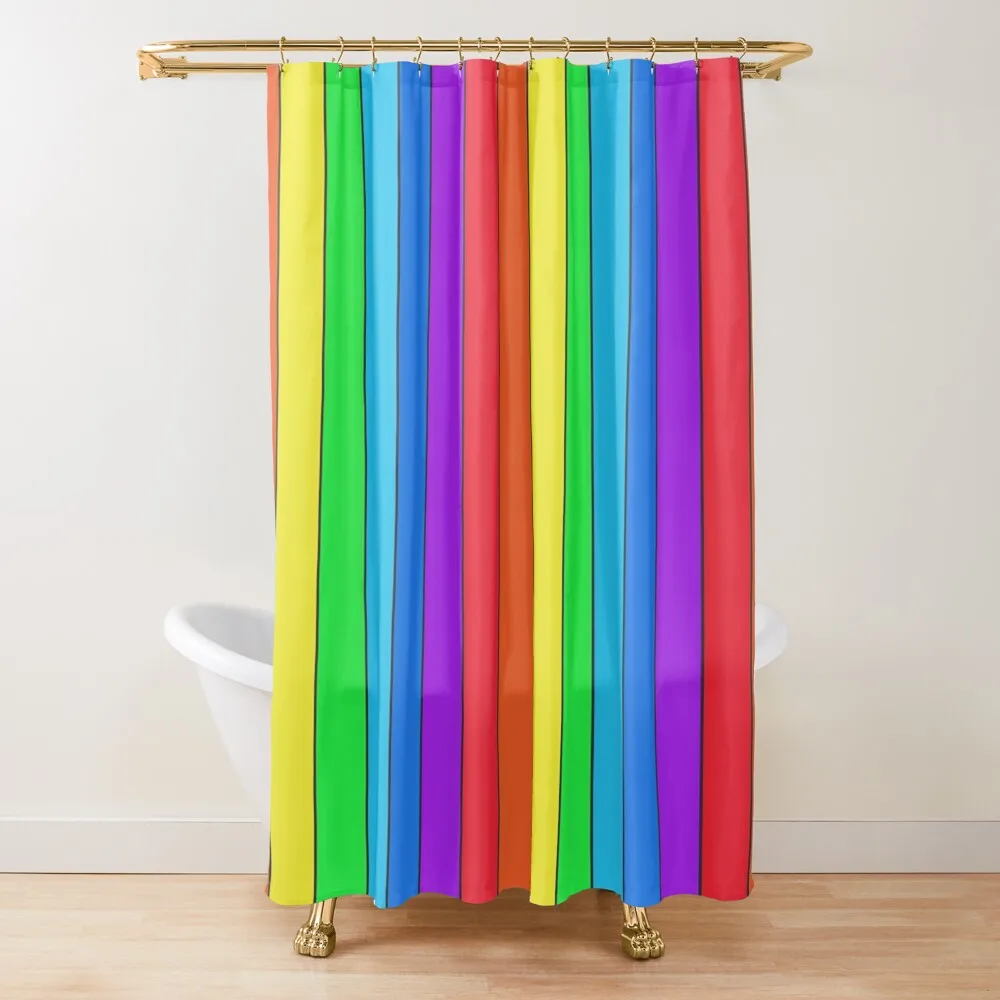 

colored stripes - rainbow Shower Curtain Waterproof Bath And Anti-Mold Waterproof Bathroom Shower Bathroom Deco Curtain