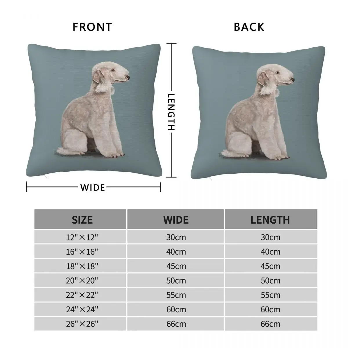 The Bedlington Terrier Square Pillowcase Polyester Linen Velvet Creative Zip Decorative Home Cushion Cover Wholesale