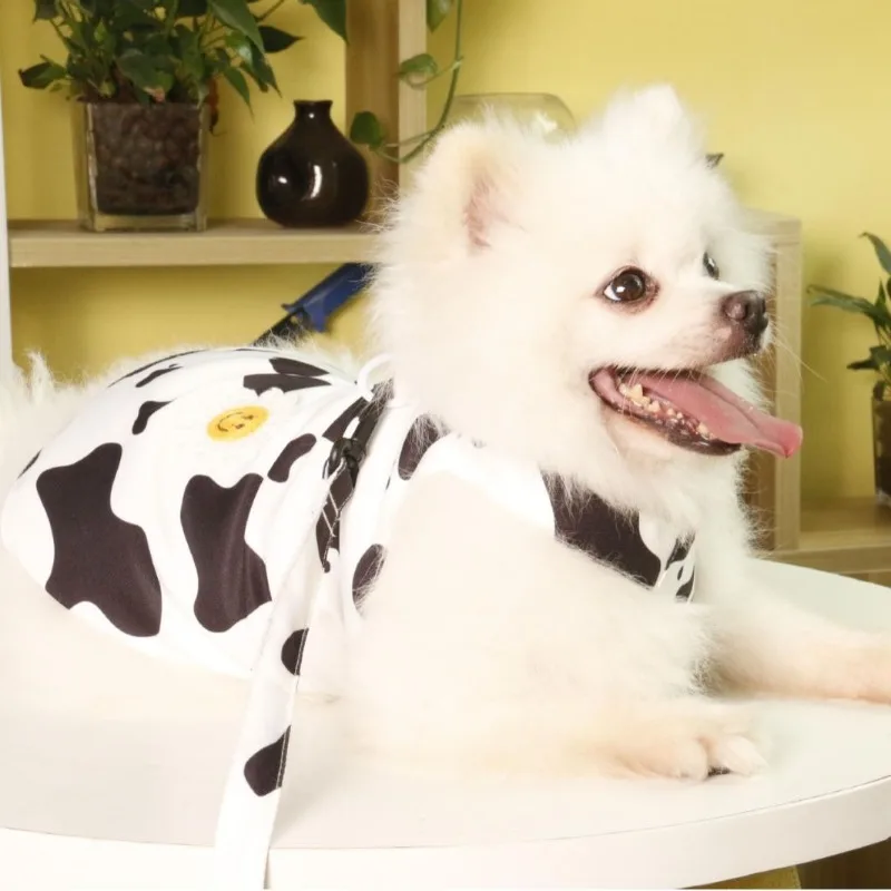 2024 New Spring/Summer Dog Vest Cow Sunflower Pattern Bixiong Pomeranian Small Dog Clothes（No leash）