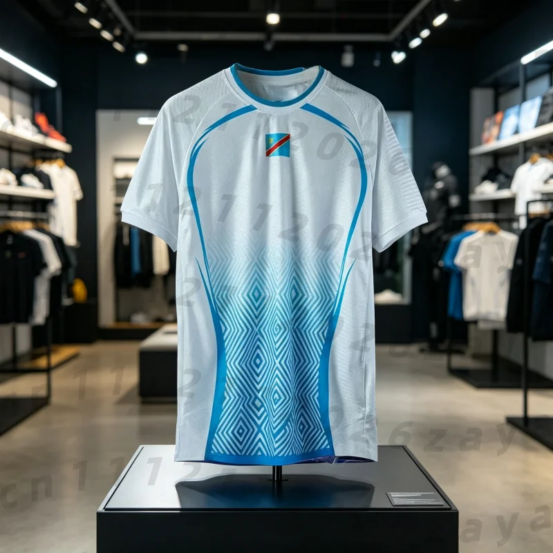 New Season Congo Fan Welfare 3D Printed Blue Football Shirt Men's Summer T-shirt Quick Drying Breathable Sports and Leisure