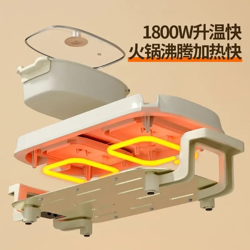 [القسم الأيسر والأيمن] وعاء متكامل للتحميص والشطف، فرن منزلي، وعاء قلي بدون دخاني، مقلاة خبز متعددة الوظائف