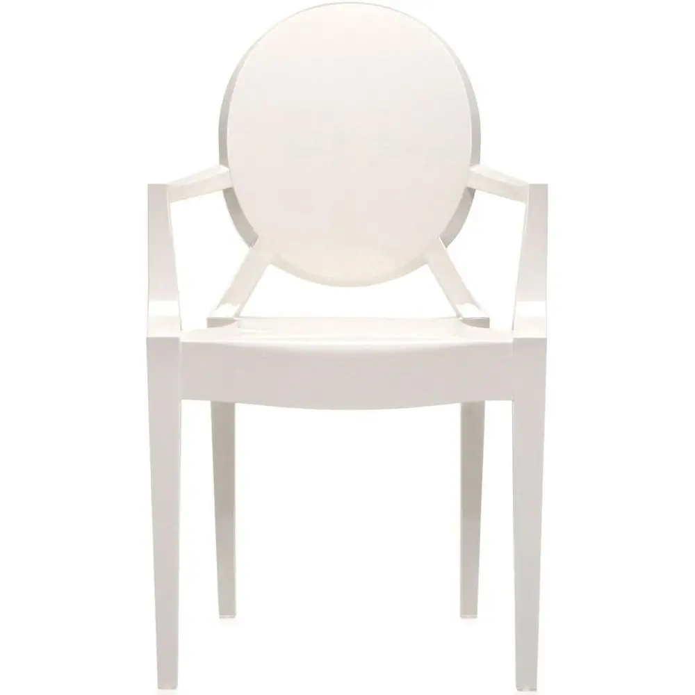 

Contemporary Louis XIV Style Stackable Armchair in White, Polyethylene, Set of 1