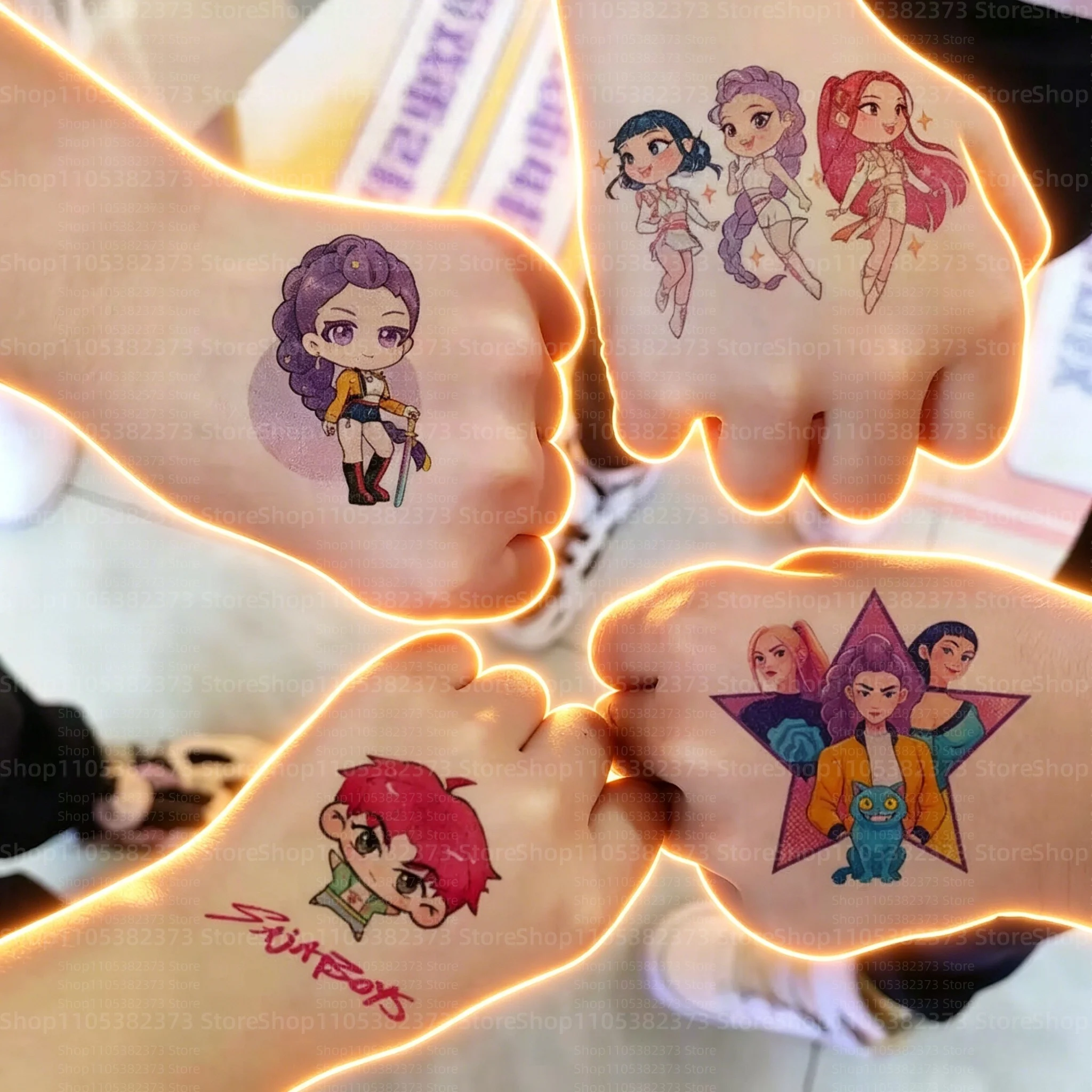 

2026 Hot 20/25/40pcs Kpop Temporary Tattoo Sticker Rumi Cute Waterproof Tattoo For Birthday Party Gift