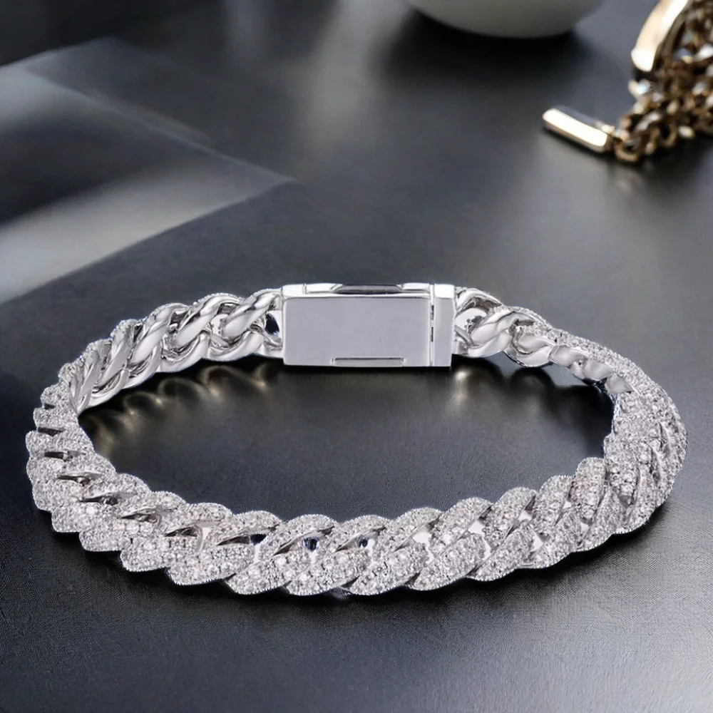 

Dope Jewelry 8mm Cuban Link Chain 925 Sterling Silver Moissanite Diamond Hiphop Rapper Moissanite Cuban Chain