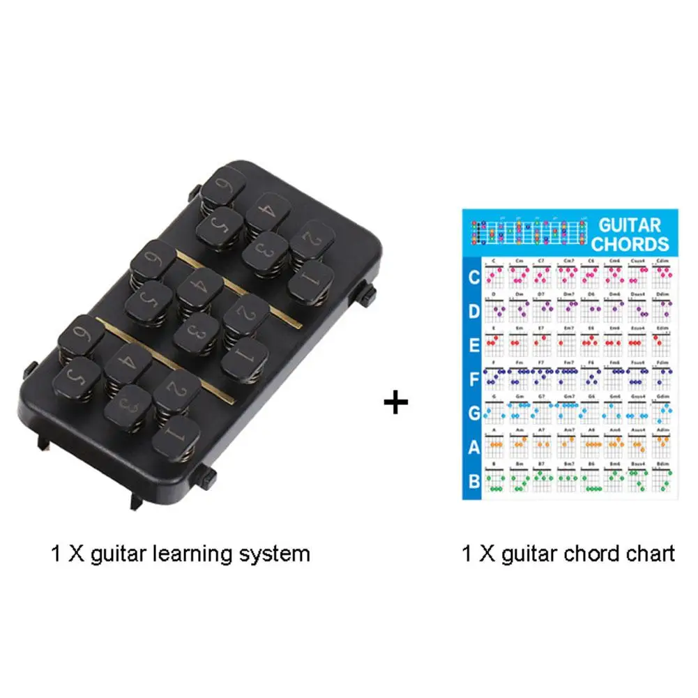 Guitarra Chord Training Aid Learning Tool, One Key Finger Force Tuning, Press Kit com Chord Spectrum para iniciantes, S9U2, 18 teclas