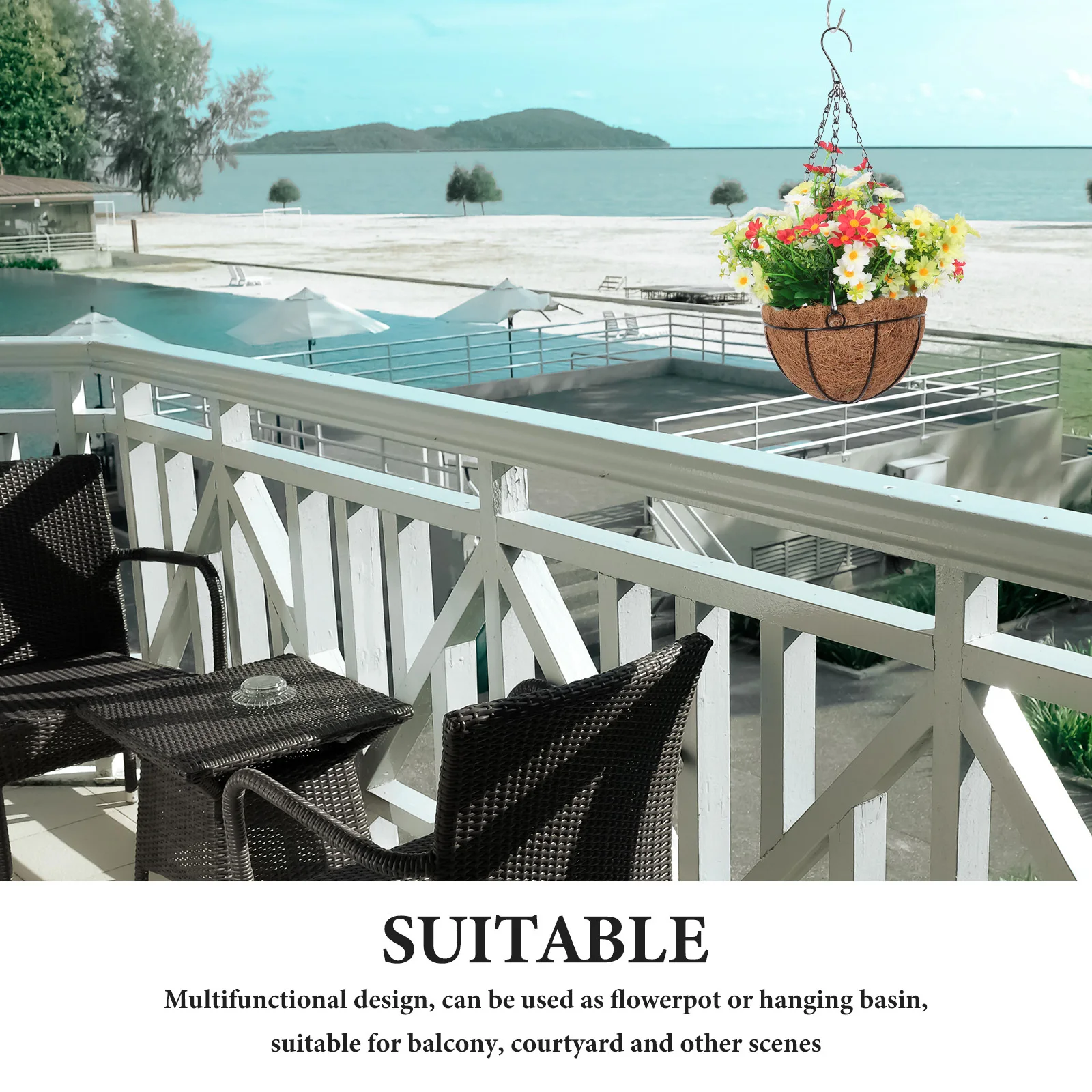 

Hanging Basket with Artificial Flowers Lightweight Durable Decoration for Home Office Balcony Garden Indoor Outdoor