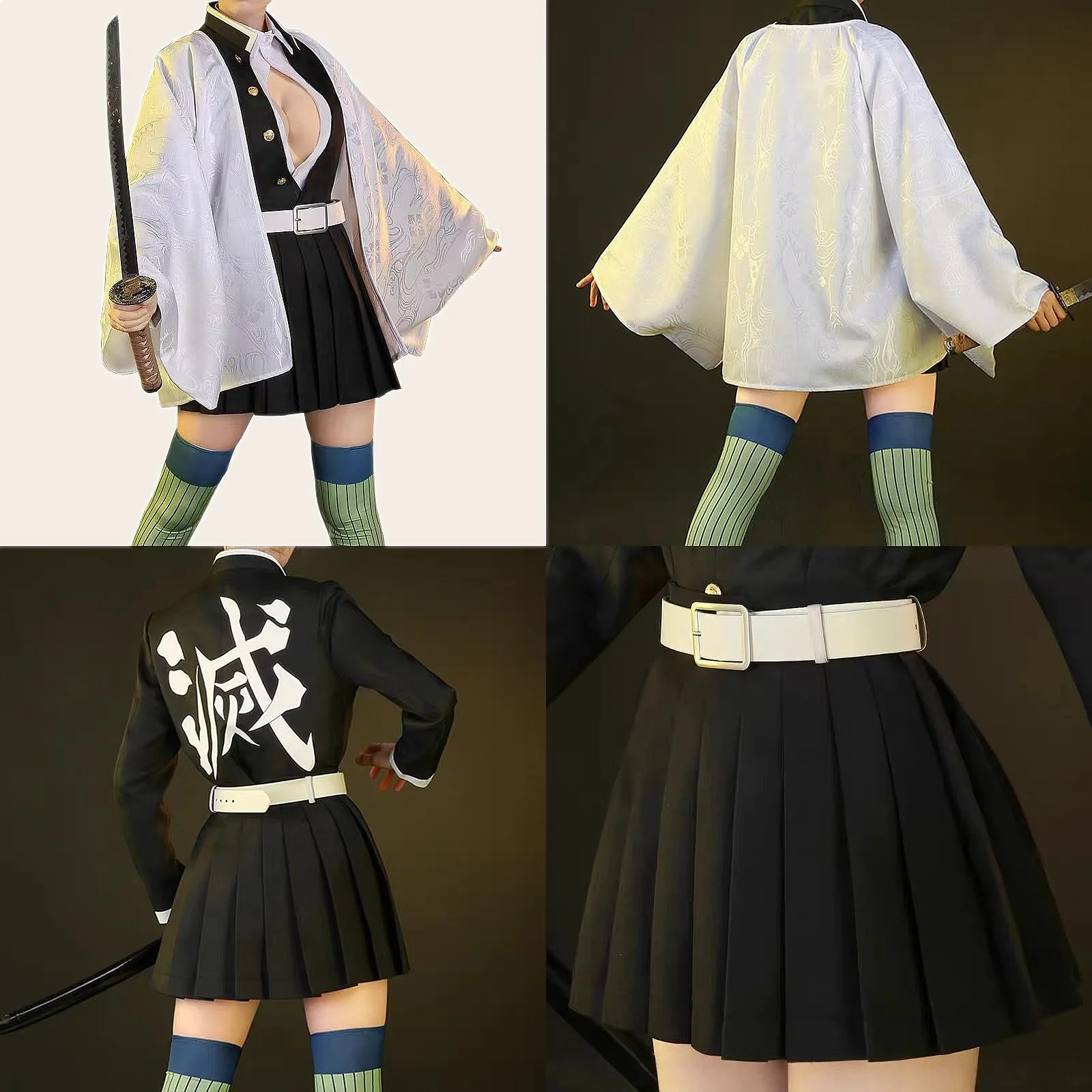 

Mitsuri Kanroji Cosplay Costume Dark Pattern Ver Love Hashira Corps Uniform Women Outfit Full Set