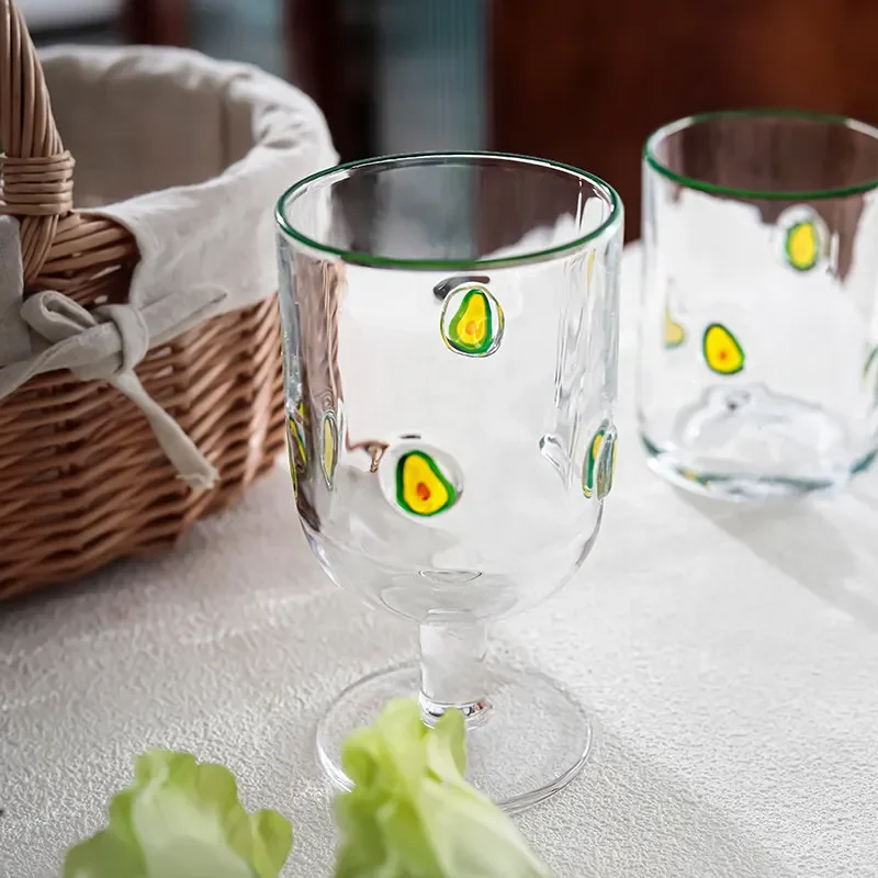 

CL hand-painted strawberry goblet champagne glass high heart red wine sparkling wine glass creative glass