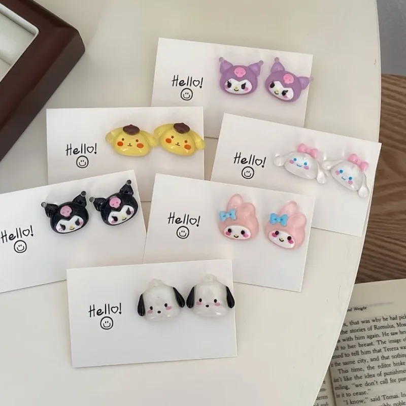 

Hello Kitty Earrings Cute Anime Cartoon Accessories Kawaii Ladies Sweet Supplies Desktop Ornaments Wholesale Girl and Students