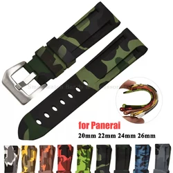 20mm 22mm 24mm 26mm Universal Silicone Watch Strap for Panerai Strap Camouflage Rubber Bracelet Sport Replacement Men Wrist Band