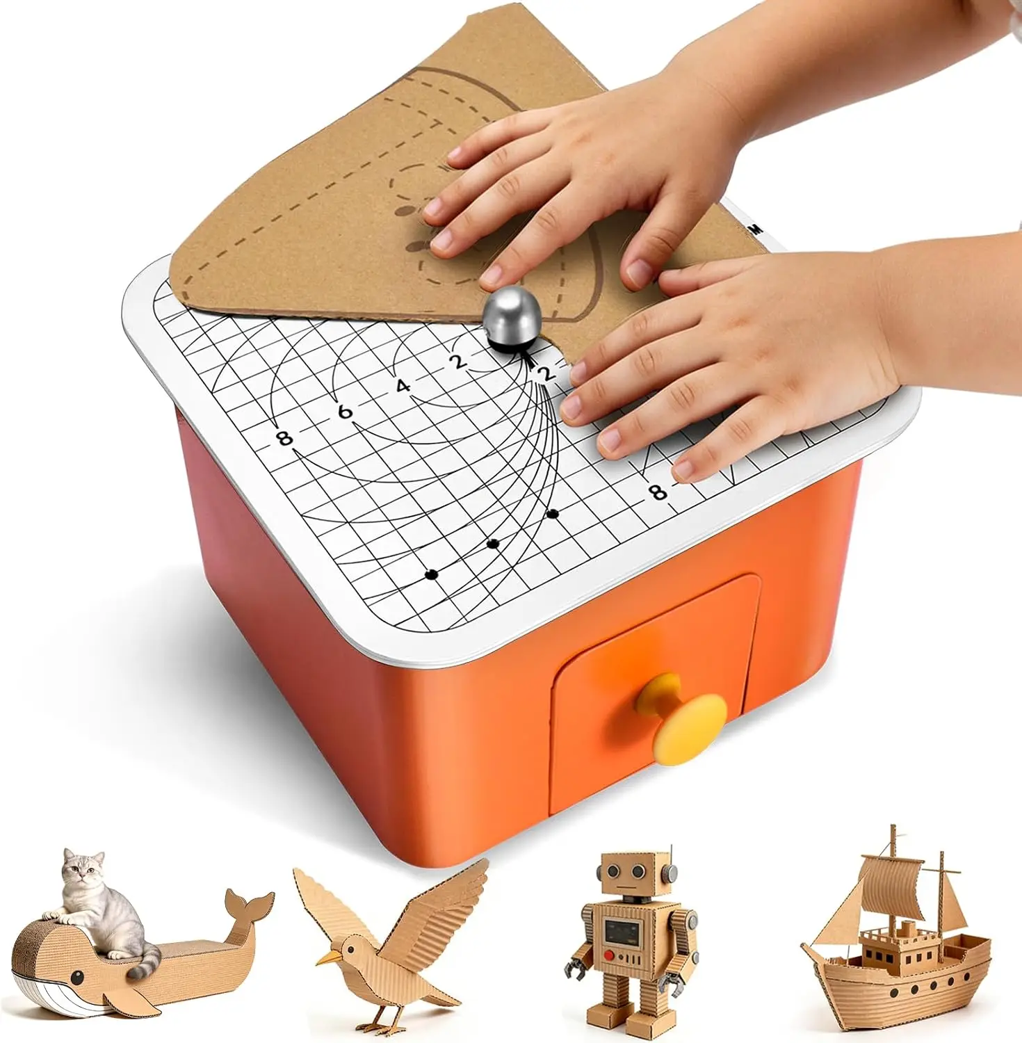 Cardboard Cutter for Kids, No Sharp Blades Power Cardboard Cutting Tool, STEM + STEAM Educational Toy for Boys Girls Ages 5+, Kid-Safe Electric Cardboard Cutter for DIY Building for Family & School