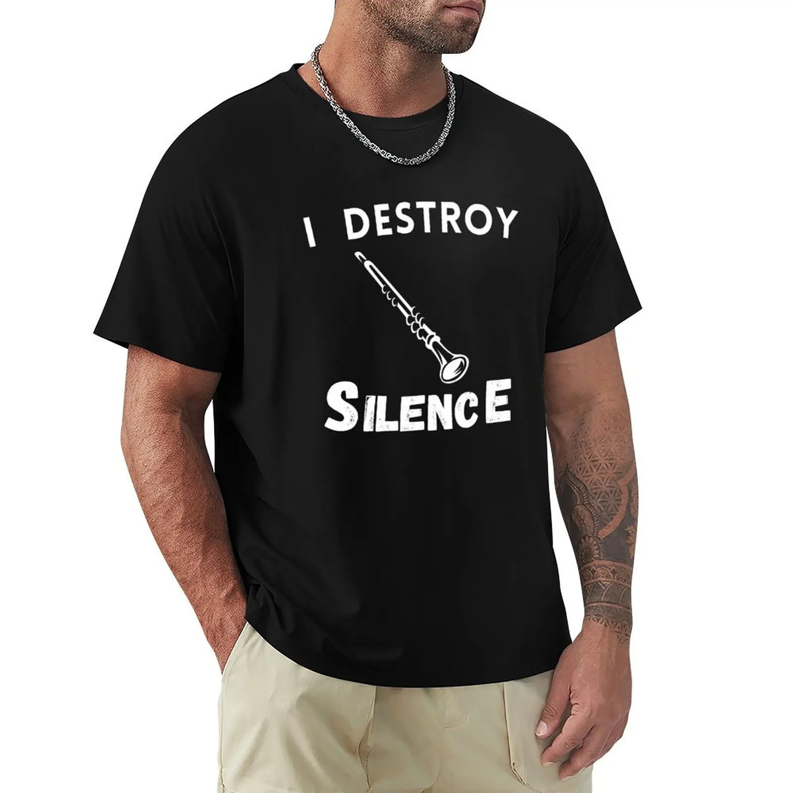 Clarinet Shirt for Clarinet Gift ,Music Shirts Music T-Shirt Destroy Silence T-shirt for a boy customs t shirt men