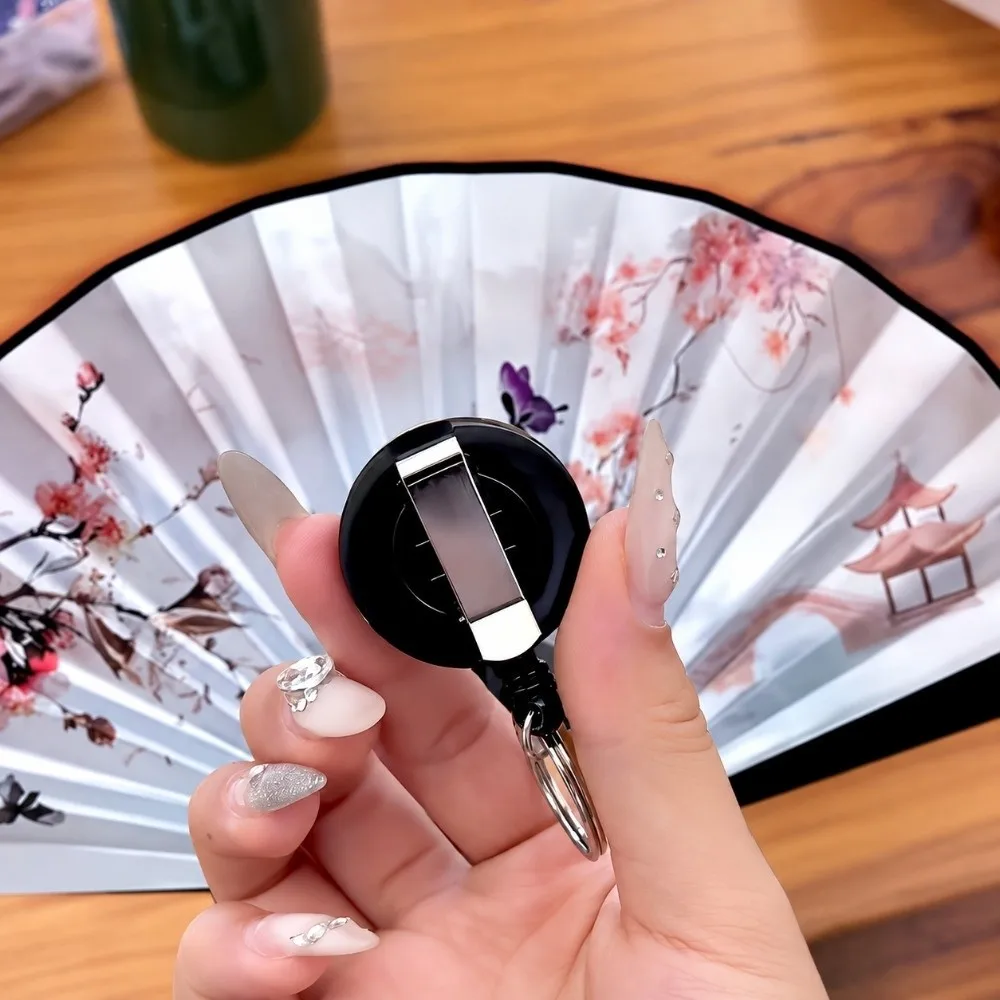 Collapsible Chinese Folding Fan Portable Lightweight Cosplay Rotating Flying Fan Creative Retractable Cord